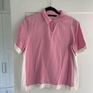 Zara Pink and White Polo Shirt